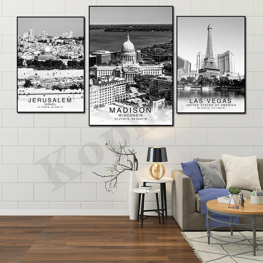 Valencia Madison Capri Jerusalem Seoul Miami Las Vegas Detroit Urban Minimalist Travel Art Poster