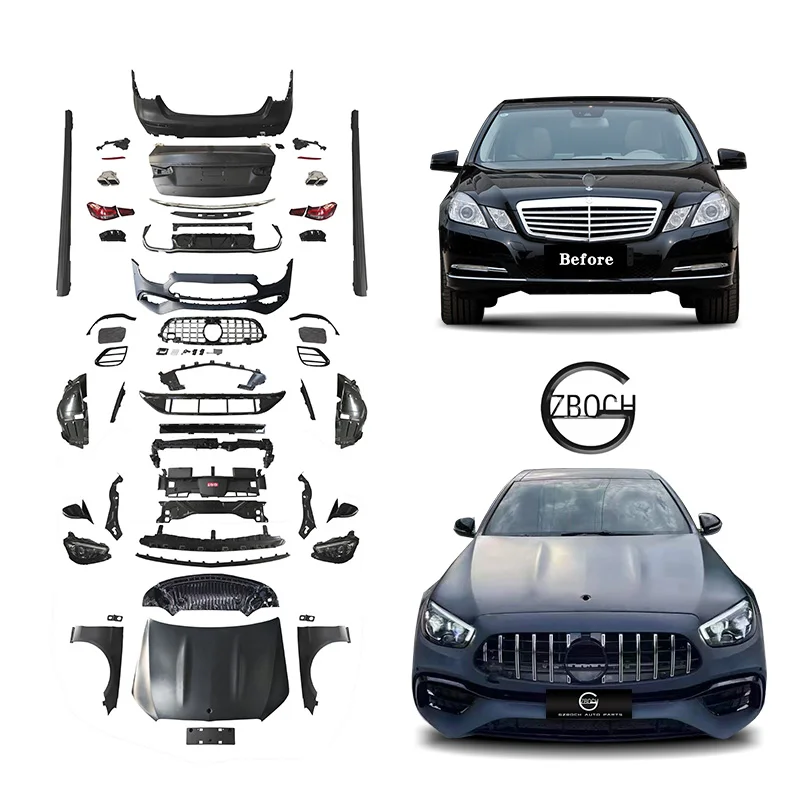 

W212 E63 Комплект кузова для Mercedes BENZ E-класса 09-16 лет Обновление W212 до W213 E63 AMG Автомобильный бампер Диффузор Наконечники Боковые юбки