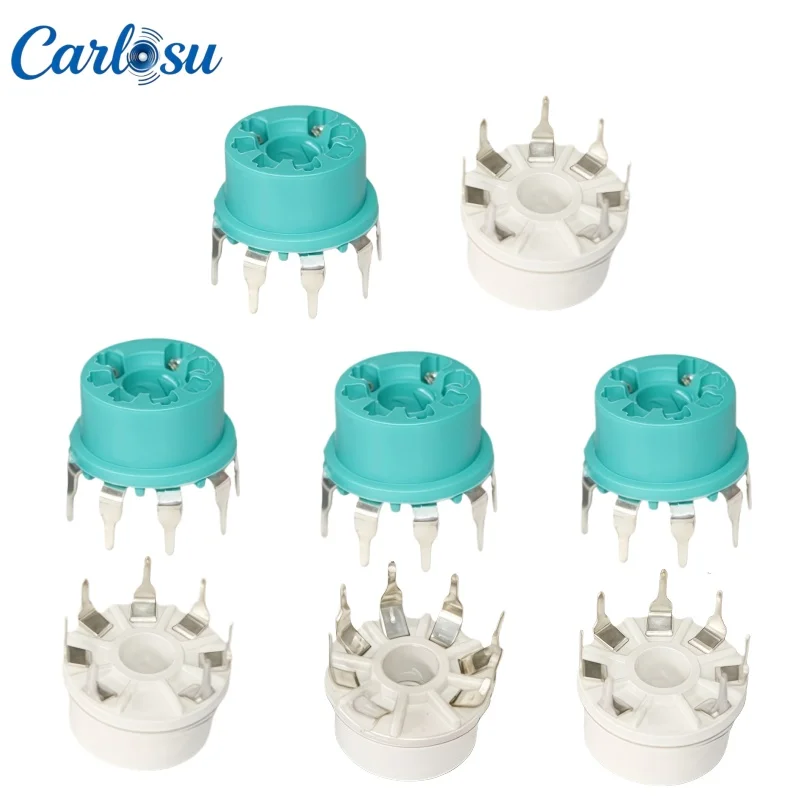 7‑Pin GZS7‑1B‑Y\GZC7-1B-Y Tube Socket in White & Green, Compatible with 6Z4 6J1 for Hi‑Fi Audio Tube Amplifier DIY  10PCS