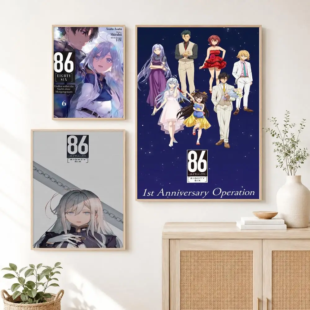 Classic Anime Hot 86 E-Eighty Six ANIME Poster Poster Self Adhesive Wall Art Decor for Bedroom Living Room Office Home