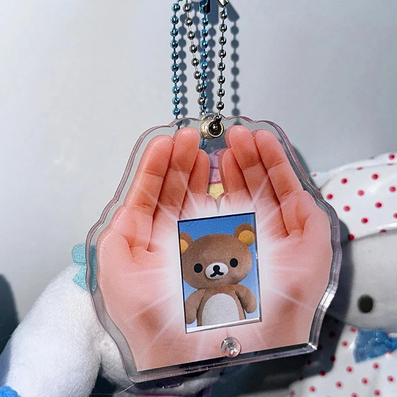 Hot Sale 1 Piece Valentine's Day Gift Acrylic Picture Frame In My Hand Photocard Sleeves Keyring For Man Woman