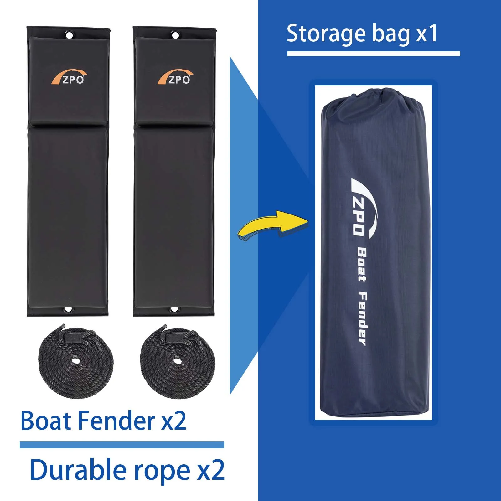 ZPO Jetski-Bootsfender, Bootsstoßstangen zum Dockieren, 2er-Pack Bootsfender mit 2 langlebigen Seilen für Jetski, 24 x 6 x 2,5 Zoll – Detail 4