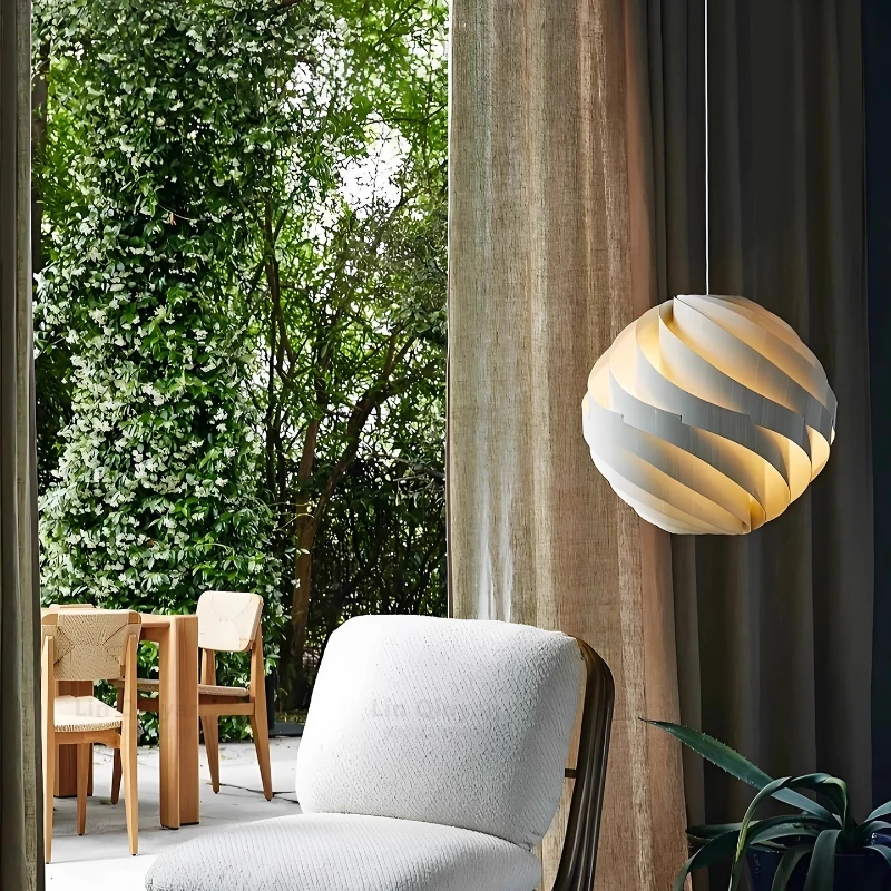 

Nordic Danish Designer with Antique Style Restaurant Bar LED Pendant Light Study Room Bedroom Circular Turbine Living Room Light