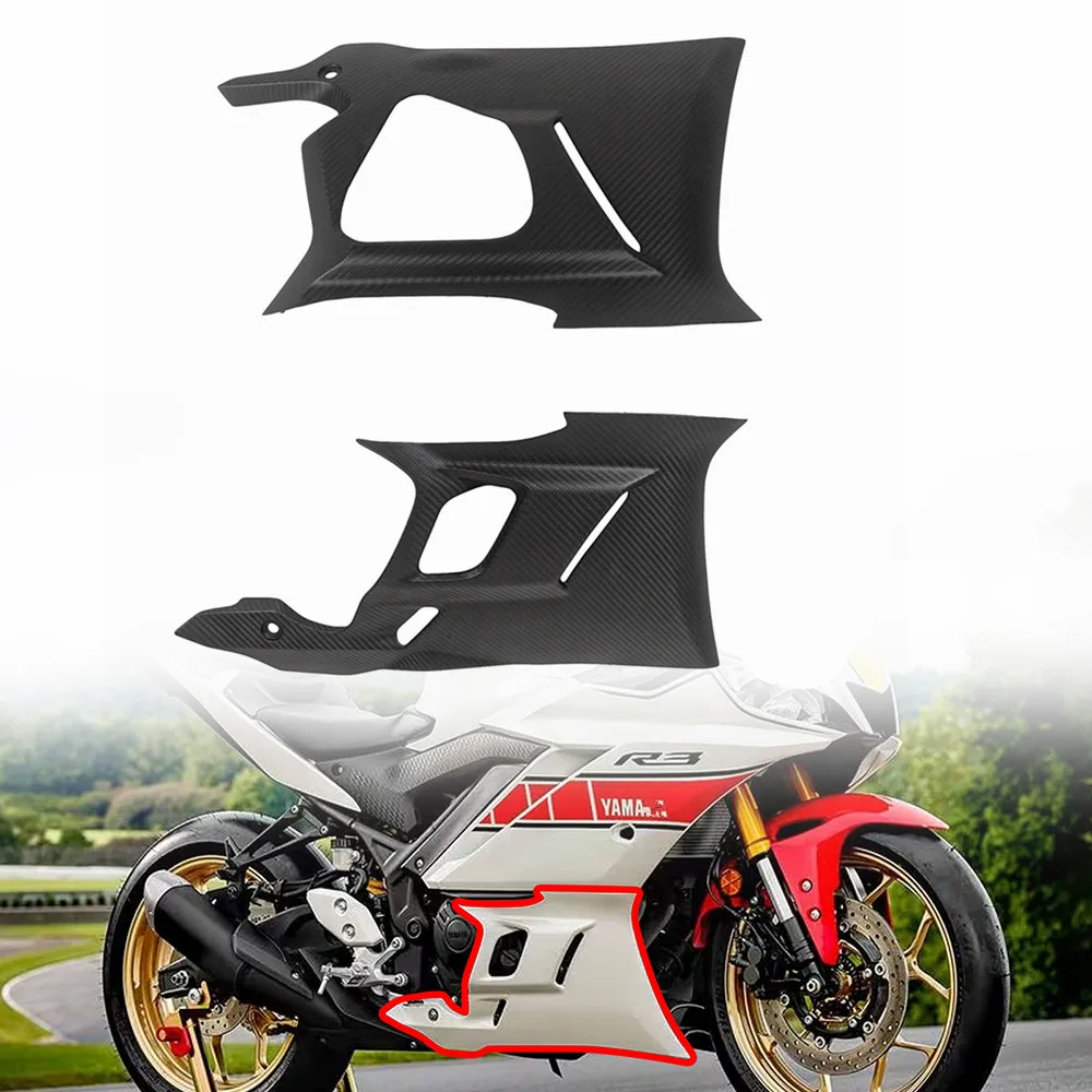 Motorcycle Side Panel Bottom Cover Carbon Fiber Front Spoiler For YAMAHA YZF R3 2022 2023