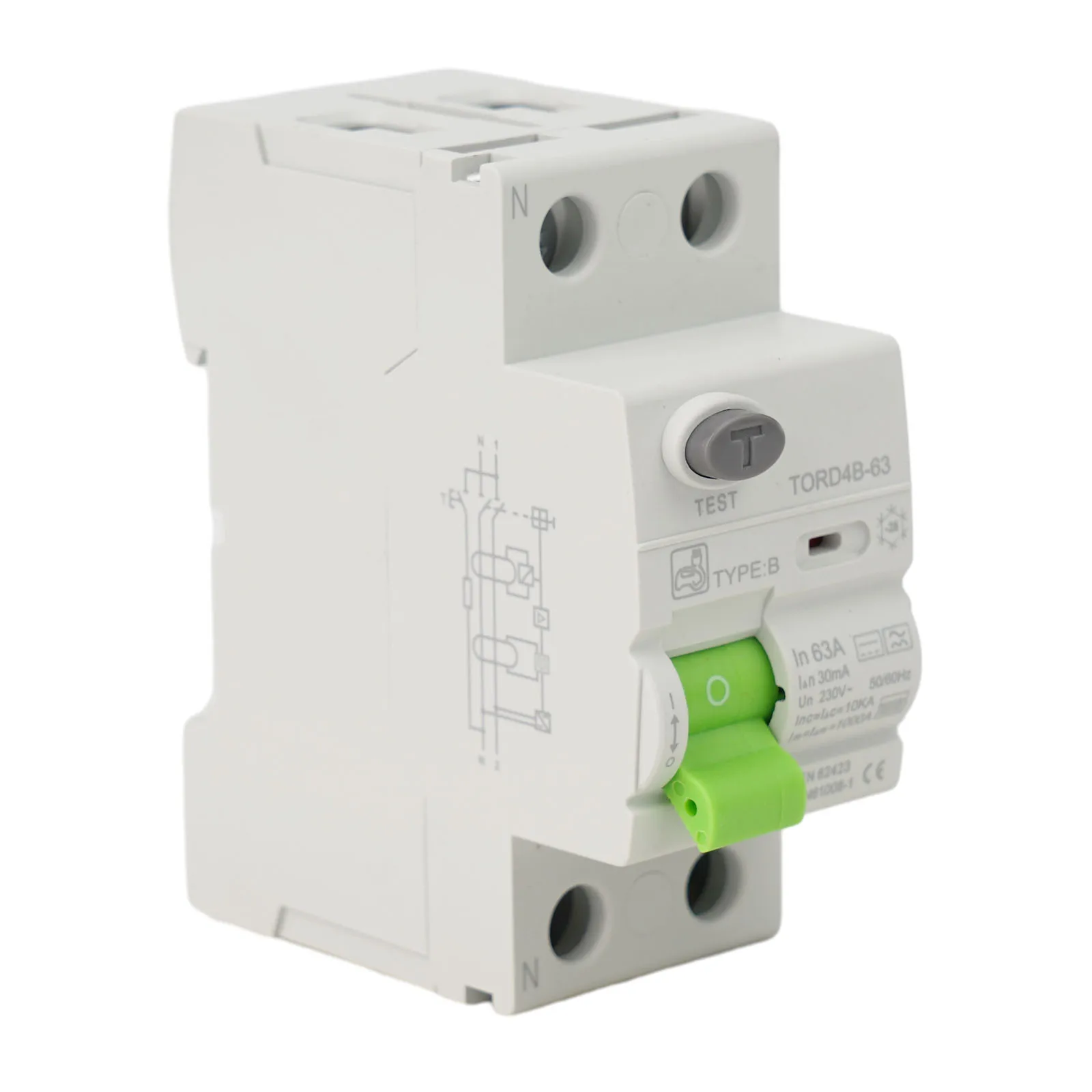 

RCD Type B 2P Circuit Breaker 63A 30mA with 6KA Breaking Capacity for EV Charging Pile Electrical Safety and Fault Detection