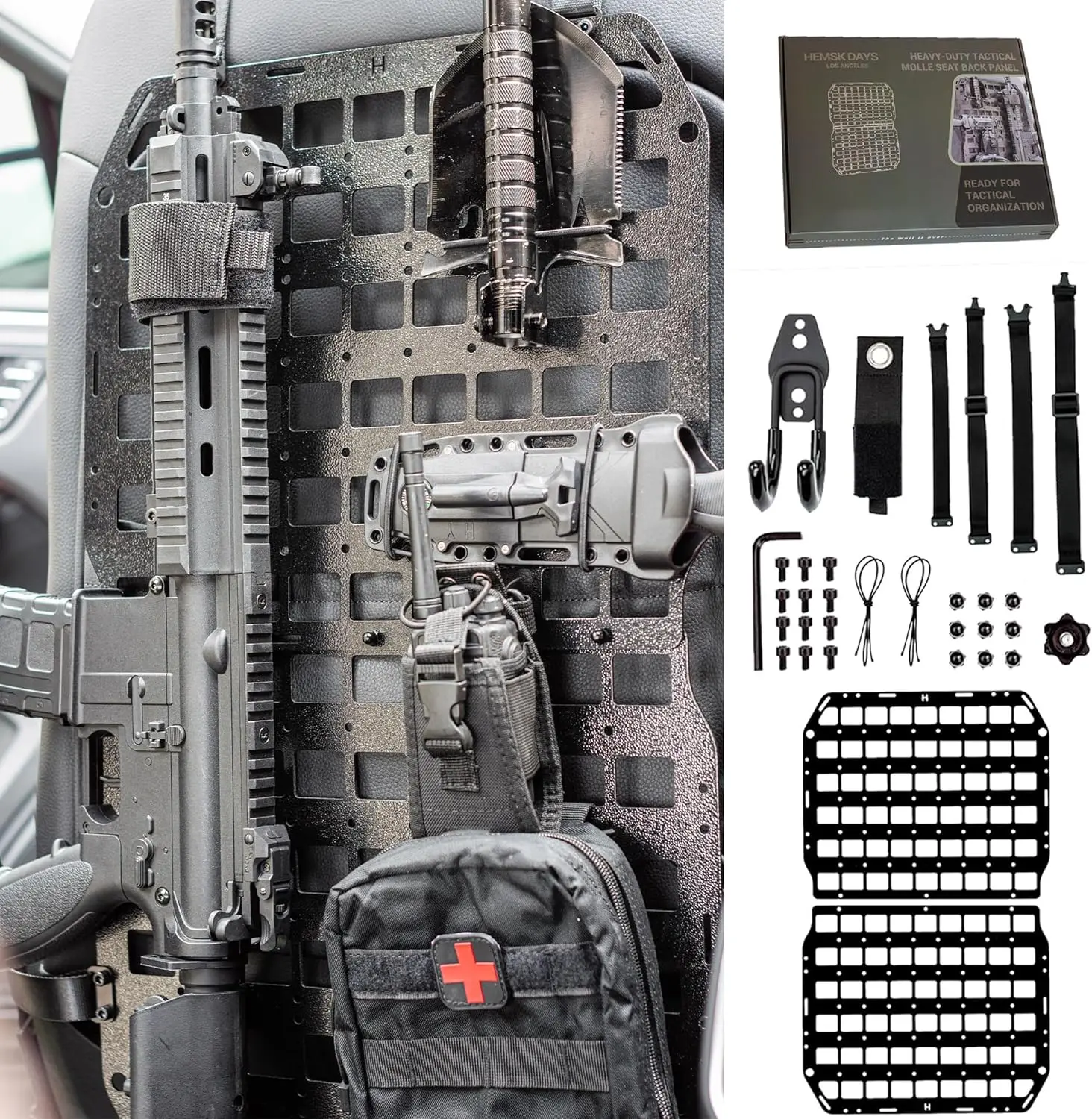 

Metal Molle Panel for Vehicles & Trucks Seat Back Organizer, 2mm Aluminum Alloy Compatible with Molle/PALS Gear