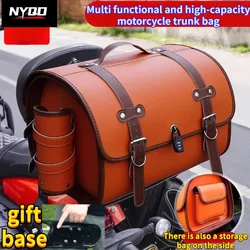 33L Motorcycle Retro Rear Seat Bag Large Motorcycle Trunk Universal Scooter Electric Vehicle Helmet Storage Bag saddle bag
