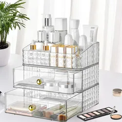 Transparent Diamond Makeup Organizer Case Luxury Drawer Cosmetic Storage Box Acrylic Lipstick Container Vanity Dresser Organizer