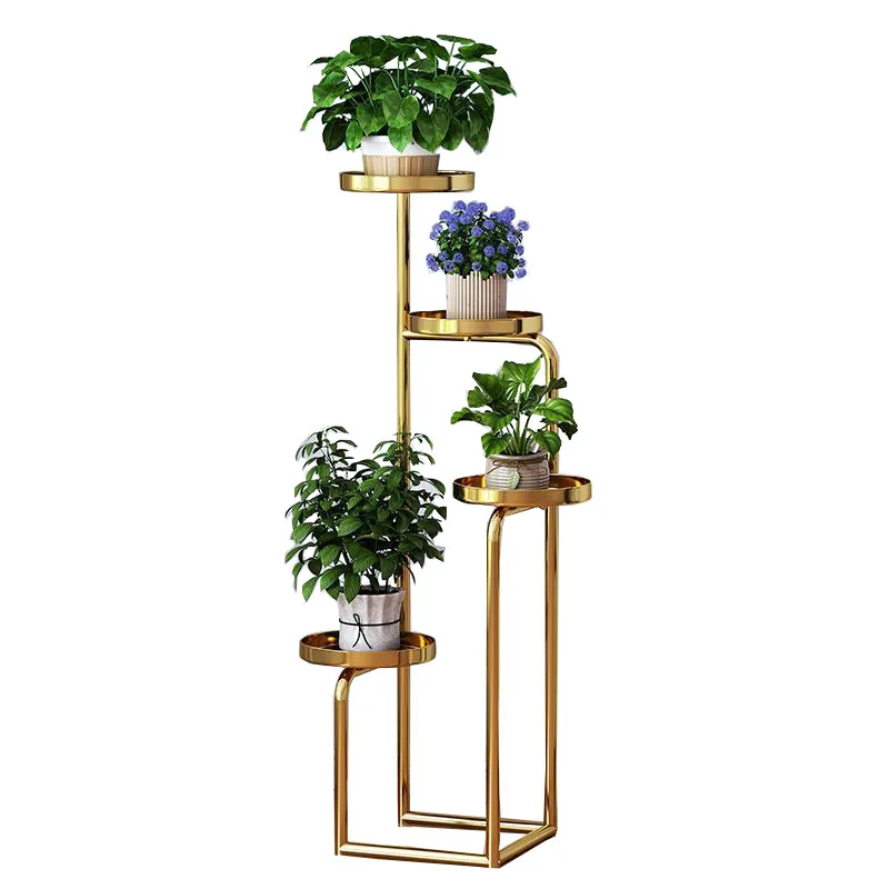 

Light Luxury Metal Iron Plant Shelves Balcony Plant Stand Gold Display Rack for Flowers Living Room Flower Pot Stand