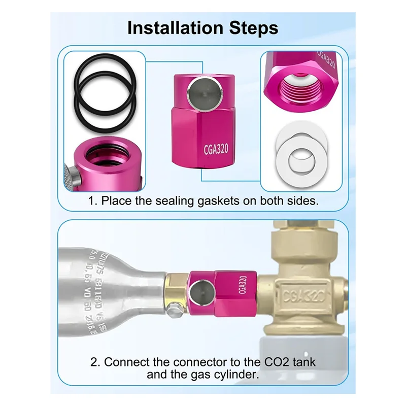 

THIVN-Replacement Adapter Quick Connect Pink, Tank Connector Kit For Standard Large CGA320