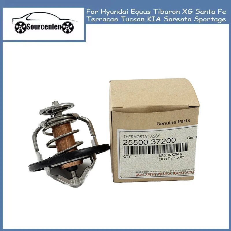 

2550037200 25500-37200 New Engine Coolant Thermostat for Hyundai Equus Tiburon XG Santa Fe Terracan Tucson KIA Sorento Sportage