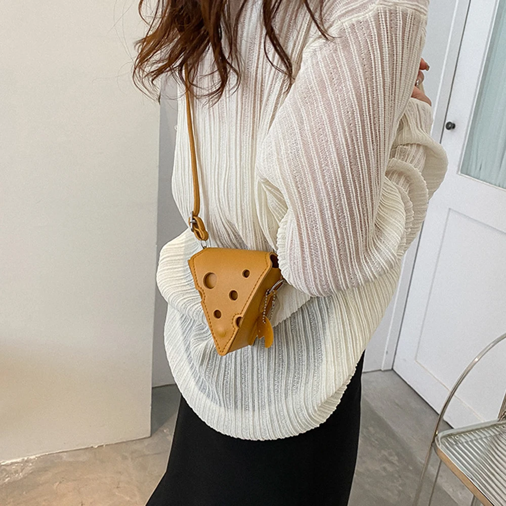 Cheese Shaped Mini Bags For Women 2024 New Cute Earphone Lipstick Purses And Handbags Female Small Crossbody Shoulder Bag