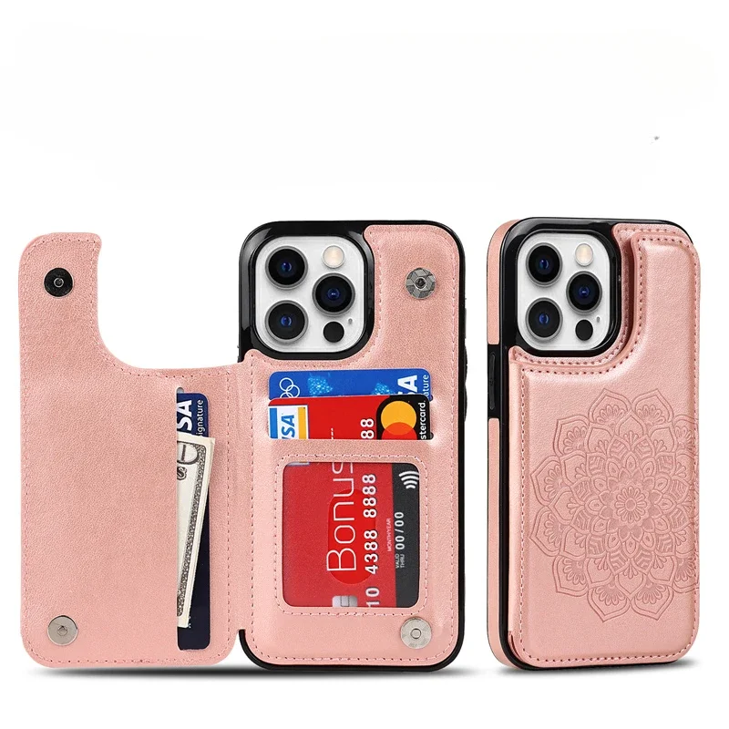 Flip PU Leather Kickstand Purse Phone Case for IPhone 15 14 Plus 13 12 11 Pro Max X XR XS 7 8 Plus Wallet with Card Holder Cover