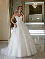 Vestidos De Novia románticos modernos, vestido De Novia sin mangas con Espalda descubierta, tul con cuentas, 2024