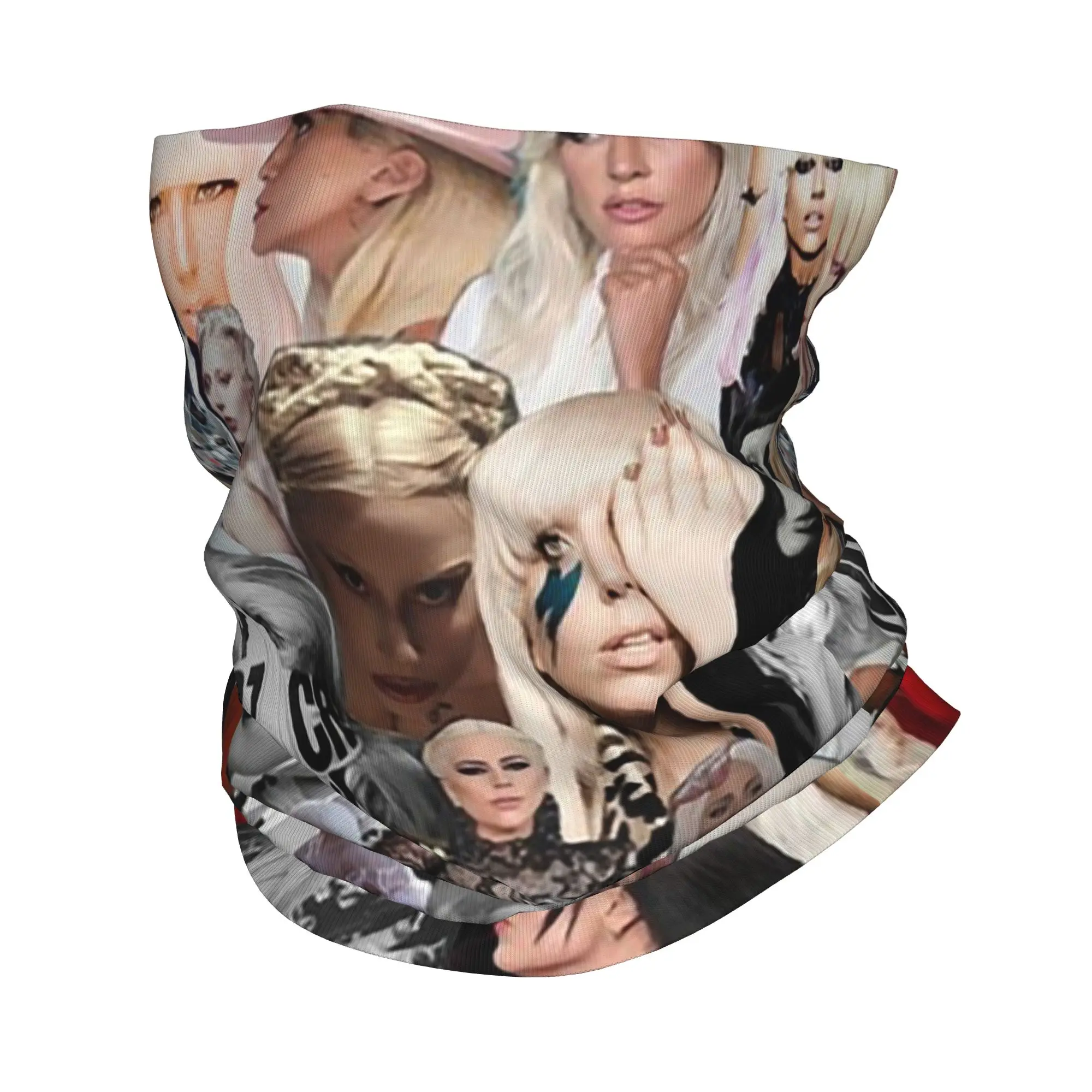 Drawing Lady Gaga Graphic Bandana Neck Gaiter Printed Wrap Mask Scarf Warm Balaclava Hiking Fishing For Men Women Adult Washable