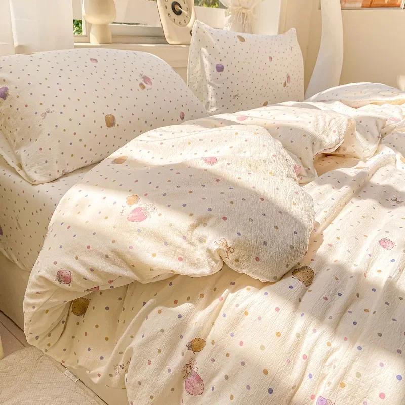Wrinkled double-layer yarn four-piece set, mattress model, cream wind class A cloud feeling super soft kapok kit