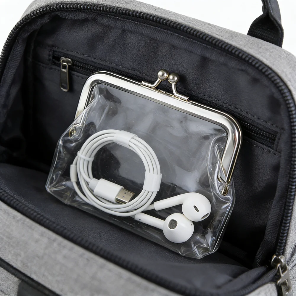 

Портативная прозрачная косметичка из ПВХ, водонепроницаемая дорожная сумка для туалетных принадлежностей, милая сумка-органайзер для наушников и карт с металлической застежкой