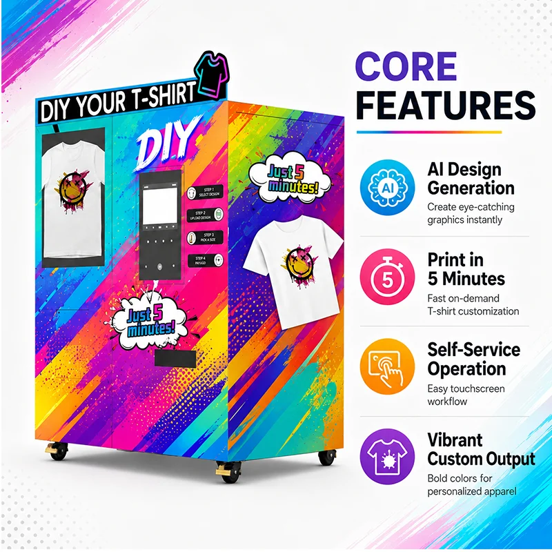 UV Printer Vending Machine Custom T-Shirt Phone Case DIY Auto Printing Solution for Corporate Event