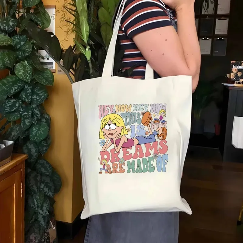 

Симпатичная сумка-тоут Disney Lizzie McGuire. Сумка из холщовой ткани в стиле ретро. Портативная сумка для покупок Disney Trip.