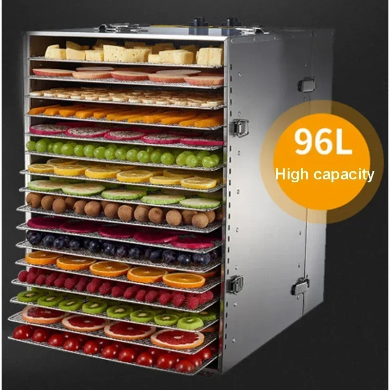 Deshidratador de alimentos, secador de frutas y verduras, máquina comercial de secado de alimentos de acero inoxidable de 16 capas, comida para mascotas, setas