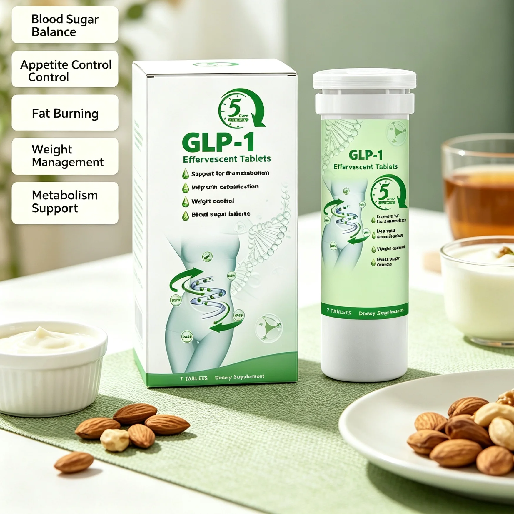 GLP1 Effervescent Tablet Oral Dissolving Supplement Support Blood Sugar Maintenance Metabolic Support Daily Body Care