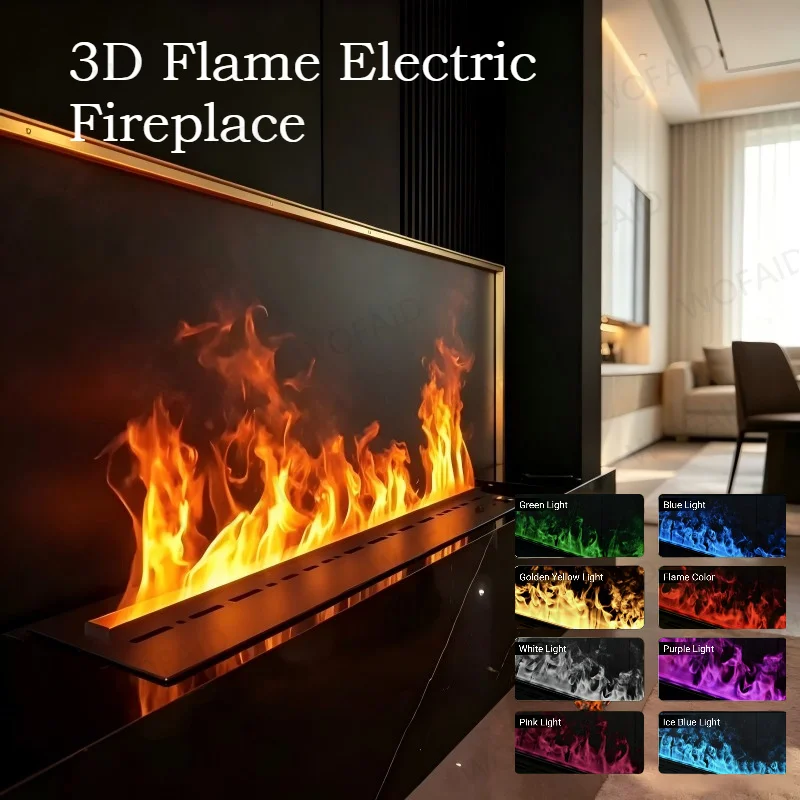 

3D Flame Electric Fireplace Water Mist Vapor Technology Realistic Burning Logs Effect RGB Color Changing, Remote Control firepit