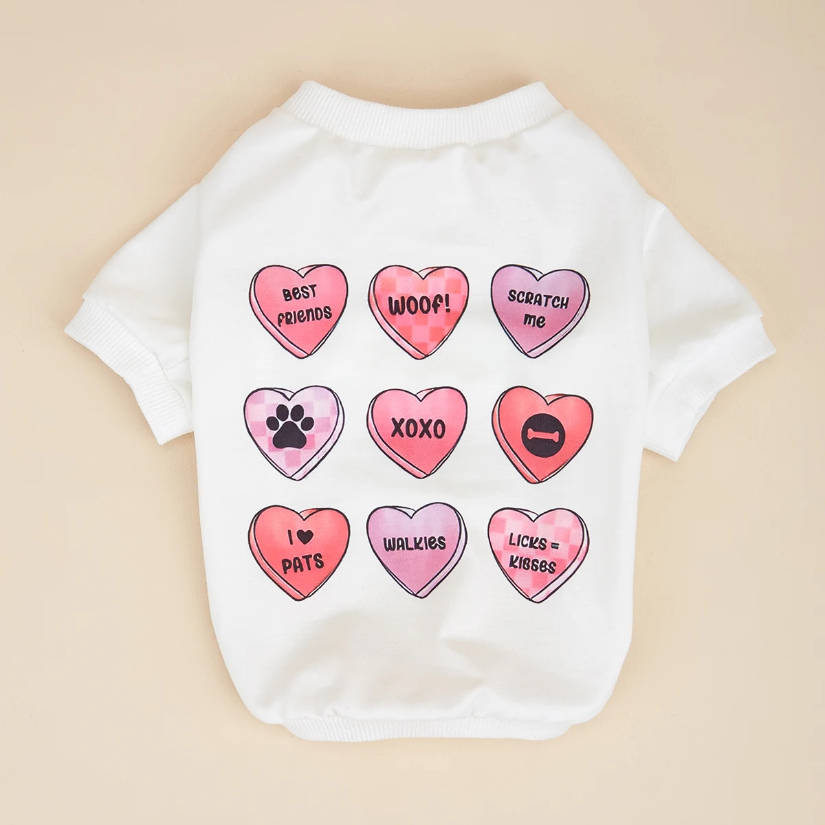 Pet Dog T-Shirt Dogs Cats  Pink Heart Vest Spring Summer Pet Apparel Tee Shirt Suitable for Small Pets French Bulldog Bichon