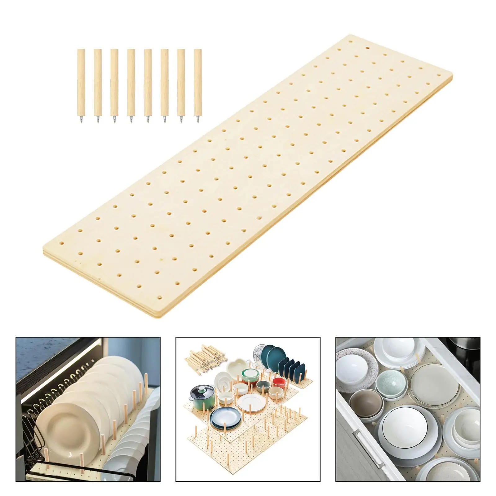 Houten pegboard lade organisator plaathouder stevige organisatie keuken lade plaat organisator voor kommen pot gerechten servies