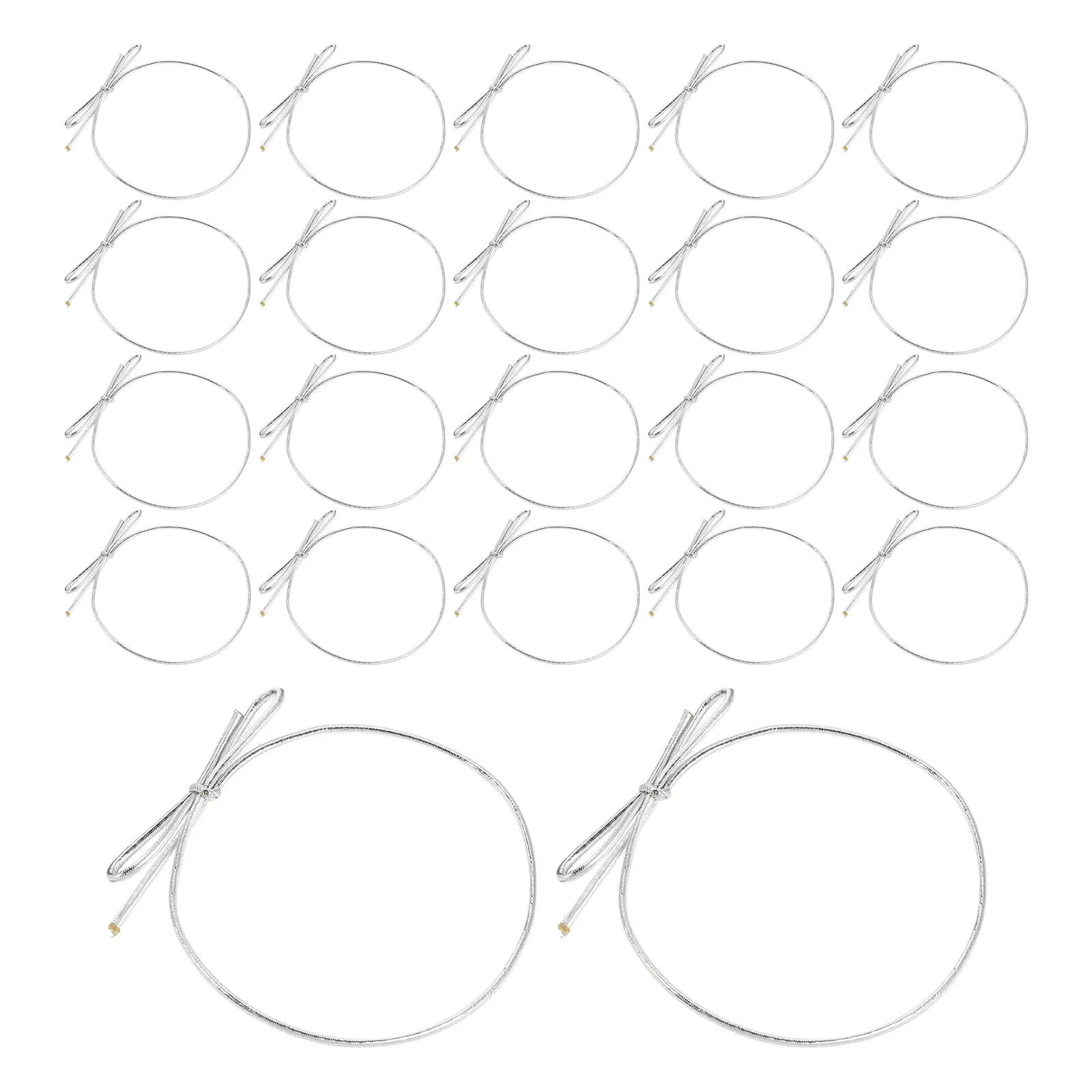 100Pcs Metalic Elastic Cord Gift Wrapping Stretch Loops Pre-Tied Bows Decorative Packaging Ties for Wedding Favors Small Gift