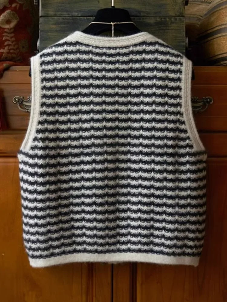 Круглый вязаный кардиган Ne Svel, жилет в полоску, повседневный маленький Fraance Sle, женский топ больших размеров для внутренней одежды