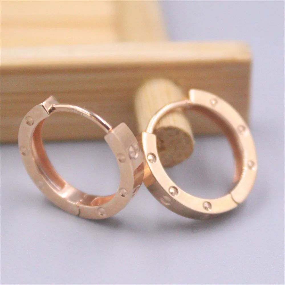 

Pure Au750 18K Rose Gold Women Lucky Smooth Earrings Hoop 2.4-2.6g