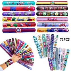 46/72 Pcs Disney Slap Bracelets for Kids, spiderman Clap Circle  Mermaid Bracelet Toys Birthday Party Supplies Favors Toys