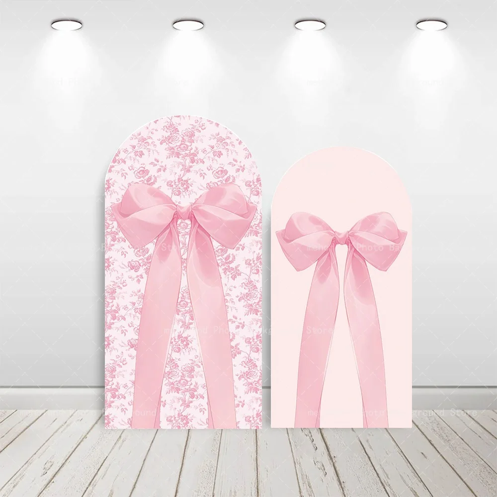 Mehofond قوس التصوير خلفية شخصية الوردي القوس زهرة الاطفال الطفل حفلة عيد ميلاد ديكور استوديو التصوير الخلفية