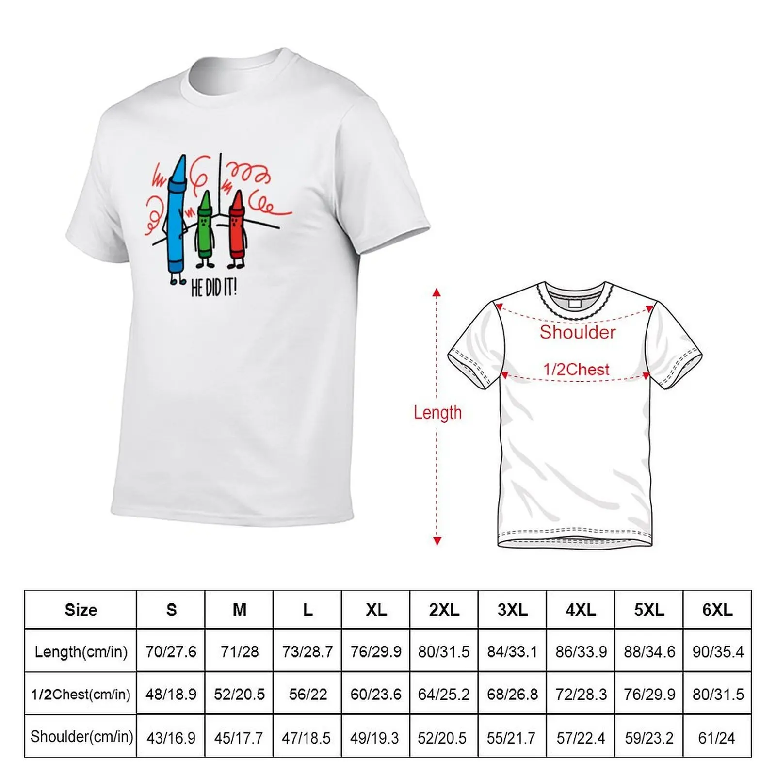 He did it - wasco crayons T-Shirt korean fashion summer top shirts graphic tee men