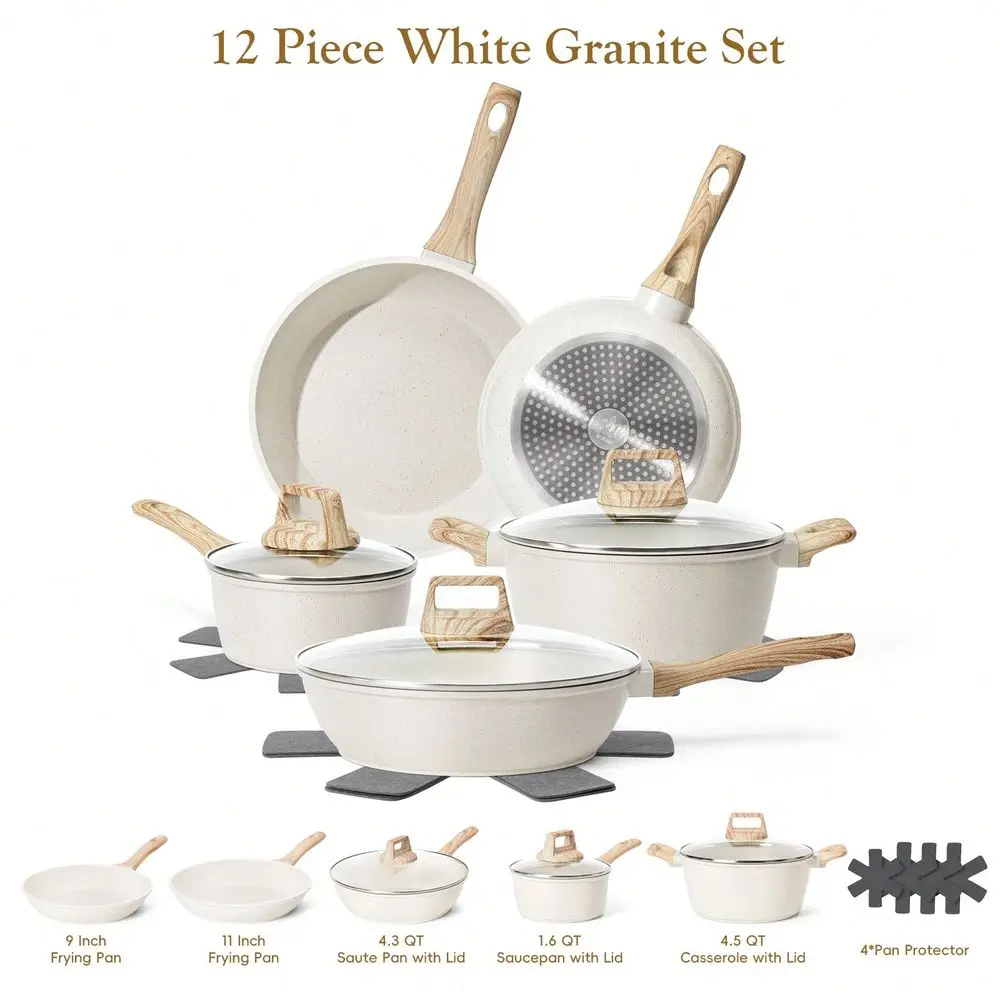 

Pcs Non Stick Cookware Sets Granite Induction Cookware, Healthy Nonstick Kitchen Cooking Set, Suitable For Multiple Stovetops,