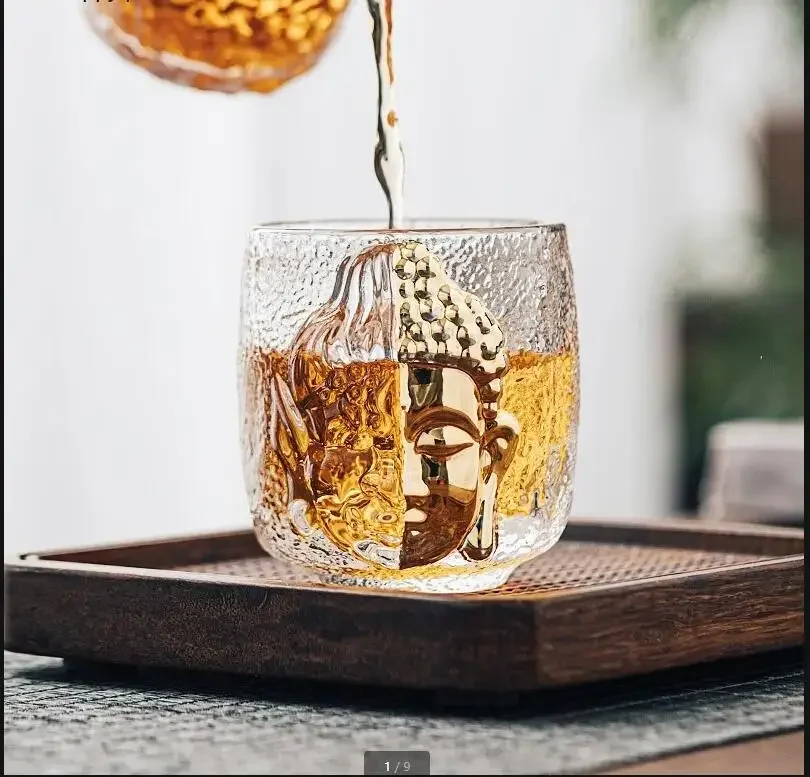Buddha Statue Glass Cup Kung Fu Tea Cup Afternoon Tea Cups Water Cups Glass Mug Flower Teacup Milk Mug Tea Mug Wine Glass Gift