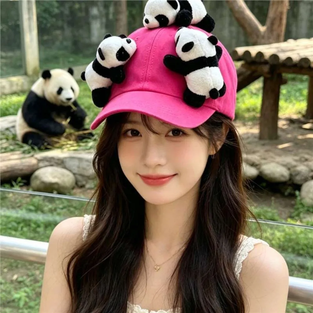 New Panda Baseball Cap Cotton Adjustable Animal Decor Cap Sun Protection Breathable Sun Hat For Women