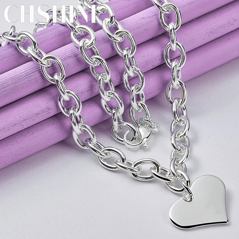 

CHSHINE 925 Sterling Silver Heart Brand Necklace for Women's Lady Wedding Engagement Party Fashion Charm Jewelry