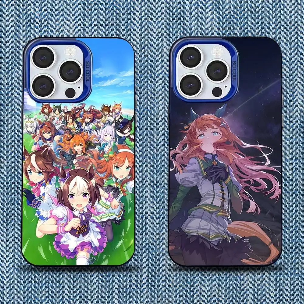 

Uma Musume Pretty Derby Phone Case For iPhone 16,15,14,13,12,11,Mini,Pro,SE,MAX Blue Matte Silicone Cover