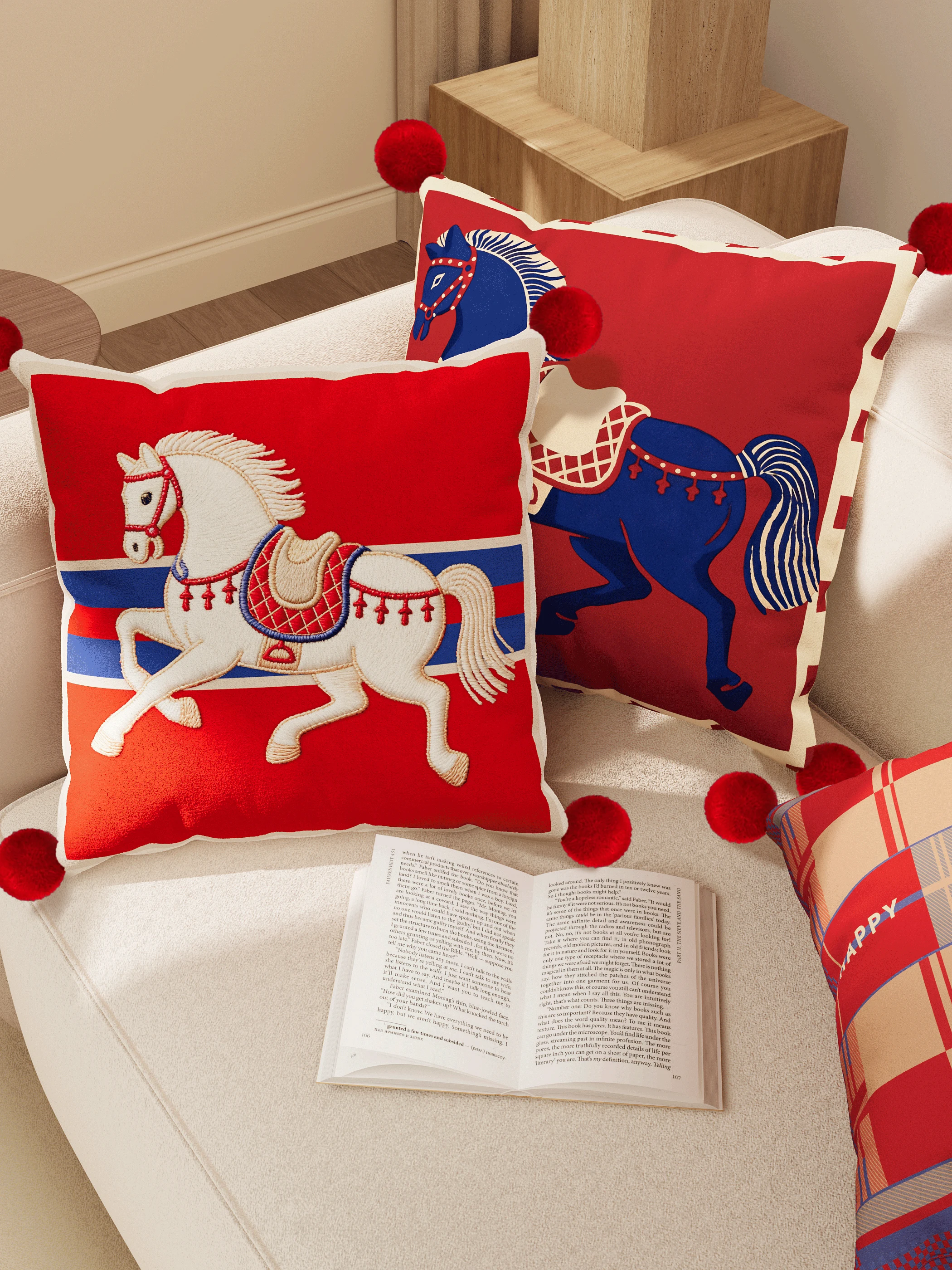 

Red Pillow Festive New Year Year Sofa Backrest Pad Chinese Style Retro Bedroom Pillow Square Polyester Fiber Filling