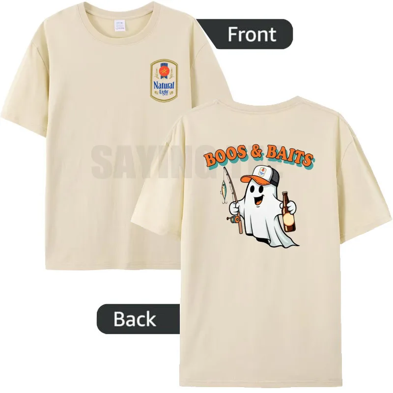 

Cute Beer Lover Ghost Fishing Spooky Halloween Fishermen T-Shirt Boos Baits Fisherman Y2k Outdoor Clothes Novelty Gift Cool Tees