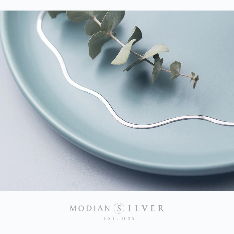 Modian Hot Sale Fashion Simple Snake Necklaces Classic Girls 925 Sterling Silver Choker Chain For Women Silver Fine Jewelry Gift