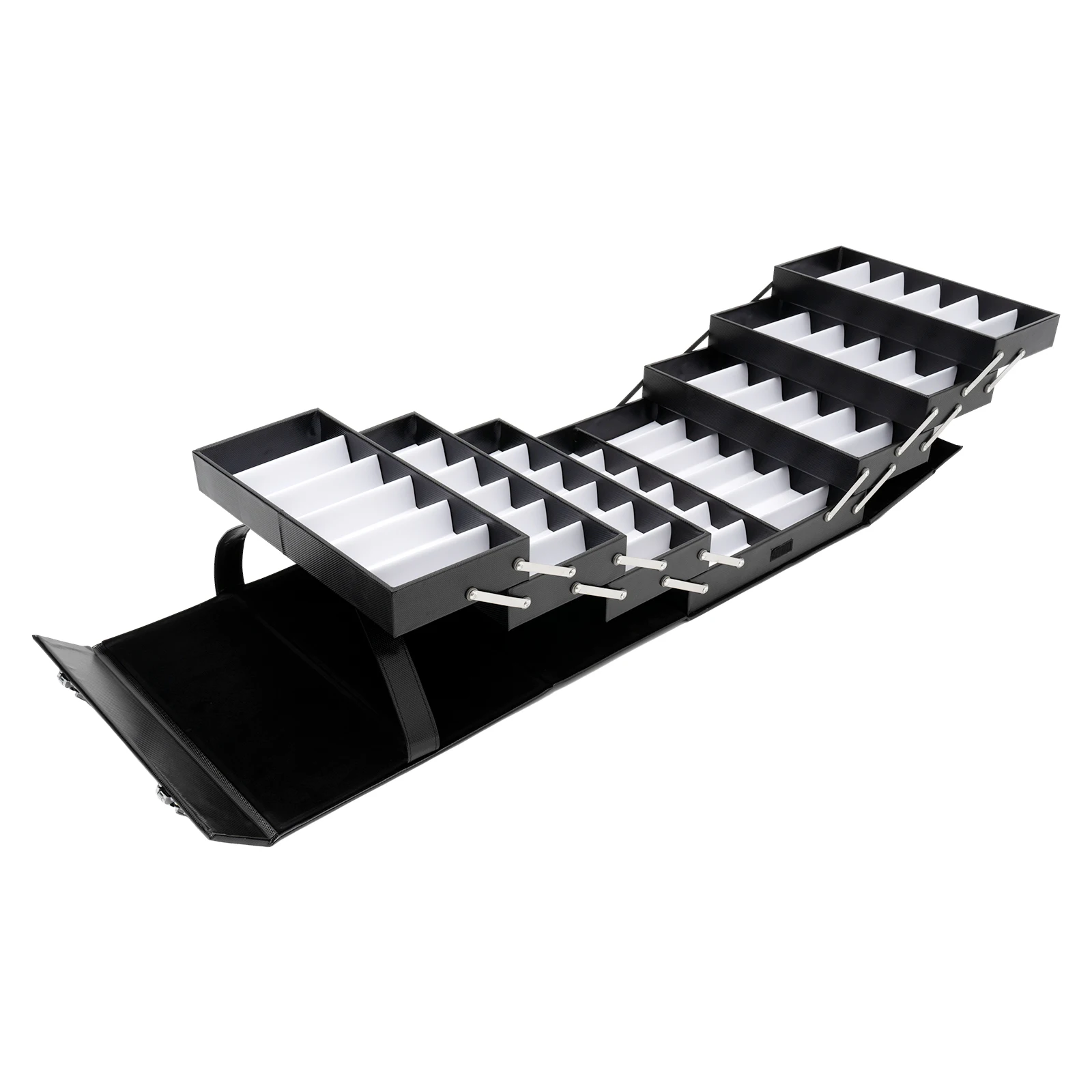 High-Capacity Sunglass Case with 48 Compartments, Dustproof, Scratch-Proof PU Exterior, Compact Design with Comfortable Handle,