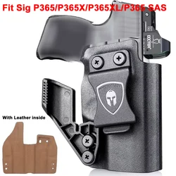 Fit Sig P365/P365X/P365 SAS,IWB Kydex Holster,Pistol Tactical Gun Bags With Leather inside Optics Cut & Claw,Right Hand