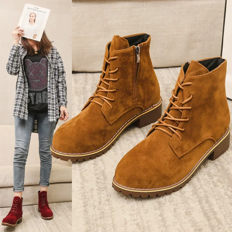 

High Quality Women Warm Boots Classic Side Zipper British Style Women's Shoes New Ankle Boots Retro Short Boots Platform Booties