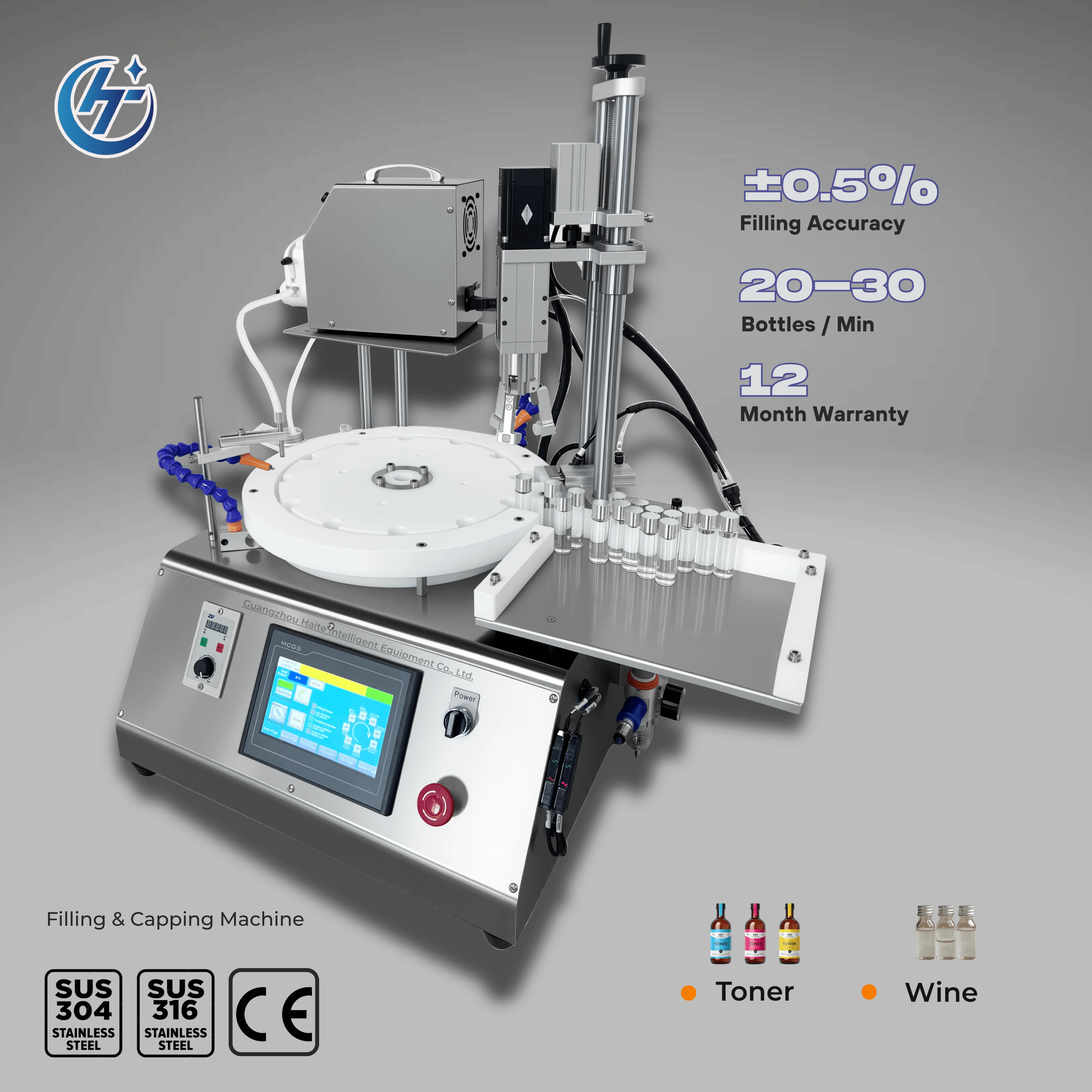 1ml-200ml Liquid Filling Capping Machine Small Bottle Filler Capper Vial Crimping Machine Labeling Line