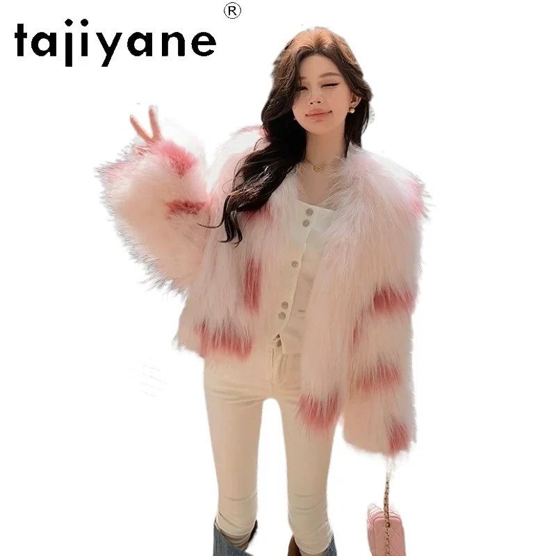 TAJIYANE Double-sided Raccoon Fur Coat Woman Weaving Fur Jacket Loose Winter Coats Women Jackets Short Furry Tops Дубленка Coats