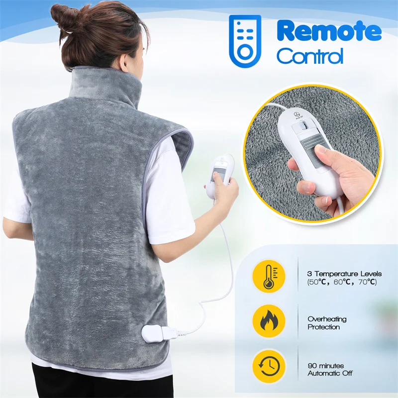 Electric Heating Pad Warmer Heated Mat Large Thermal Blanket Shoulder Neck Back Heating Shawl Wrap Pain Relief Temperature