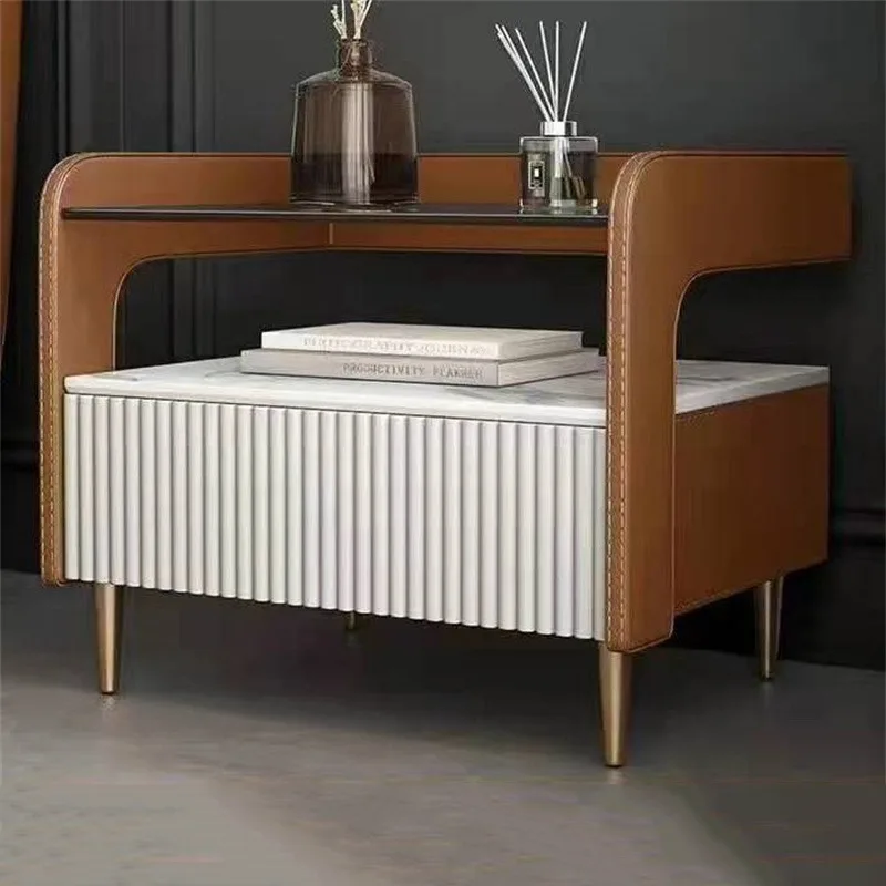 Nordic Modern Induction Lamp LED Nightstands Drawers Storage Cabinet Bedside Side Table Mobilizer Bedroom Muebles Home Furniture