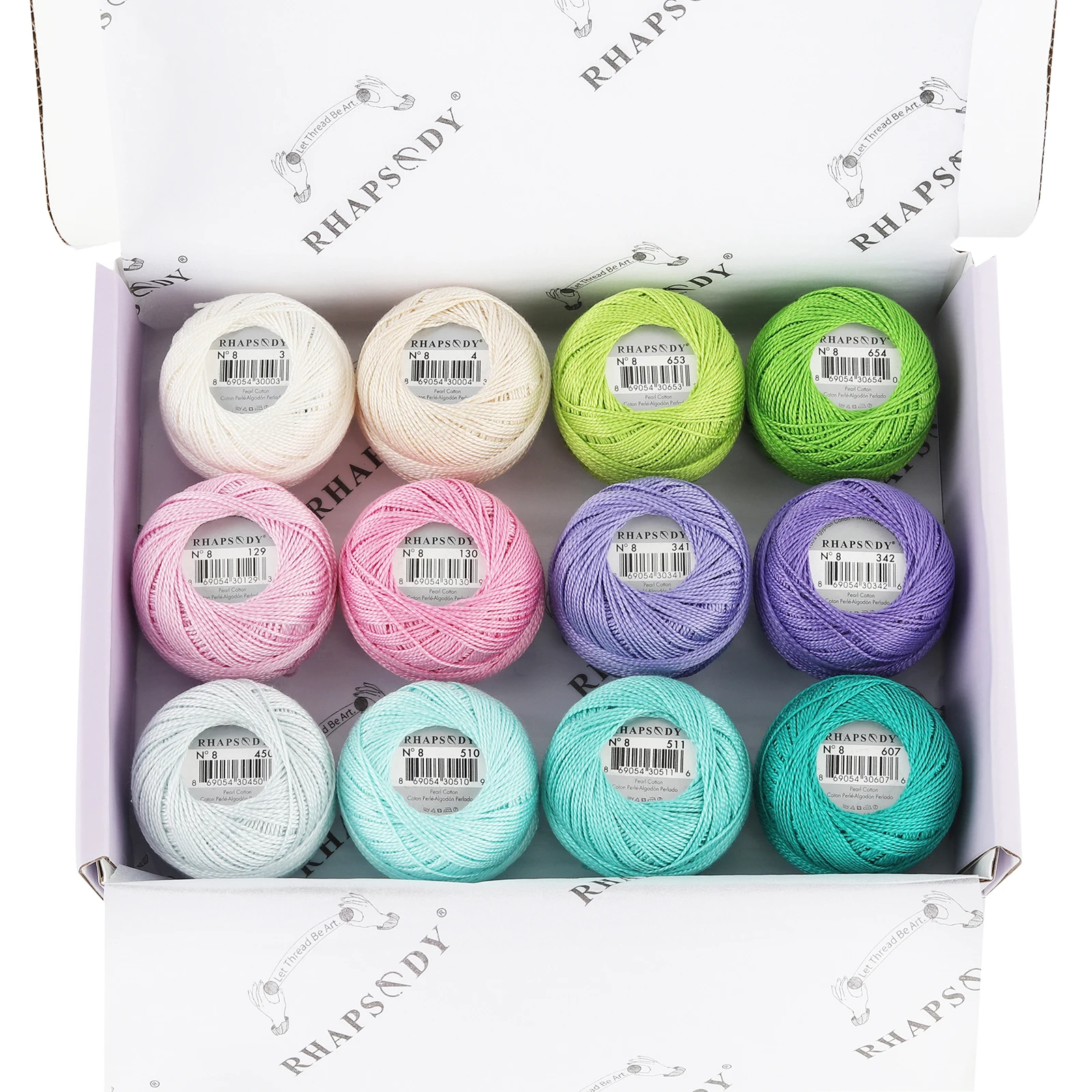 Rhapsody Size 8 Pearl Cotton Crochet Thread Embroidery Double Mercerized Long Staple Egyptian Cotton DMC Quality 12 Balls 43YDS